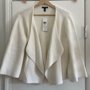 NWT Eileen Fischer Organic Cotton Cord Cardigan White Size L